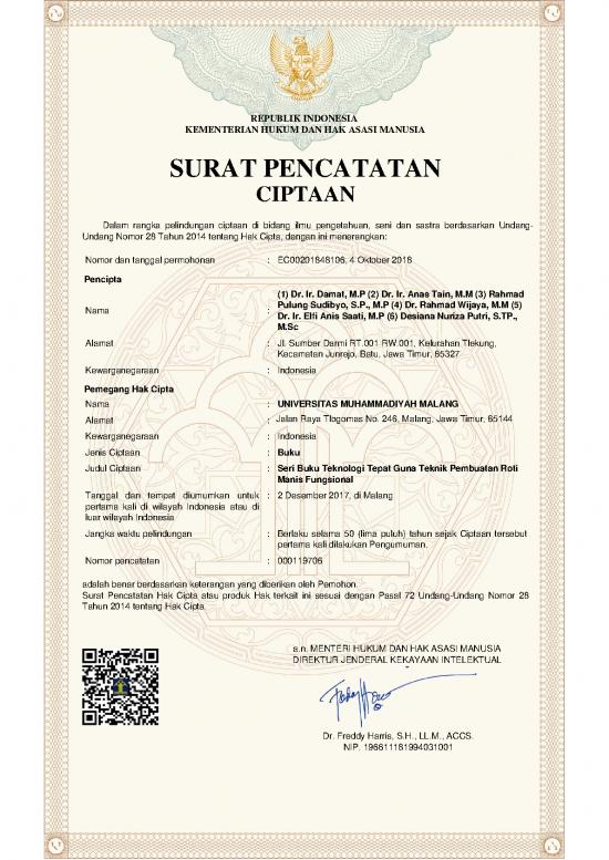picture_Hukum Pdf 39003 | Sertifikat Haki Dan Buku Ttg Tek Pembuatan Roti Manis
