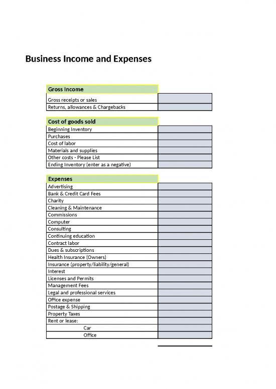 picture Business Expense Spreadsheet 40676 | Business Income Expenses Template