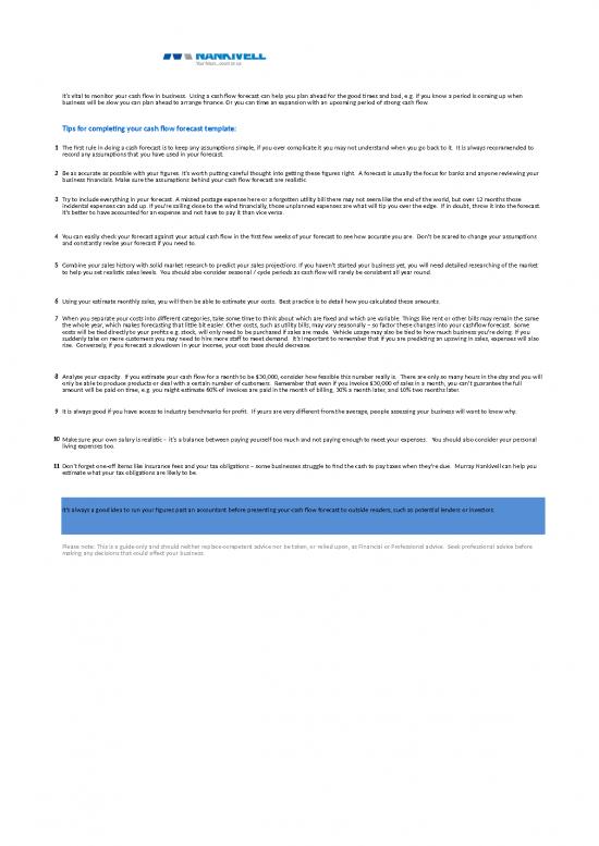 picture_Excel Sample Sheet 41610 | Cashflow Forecast Template