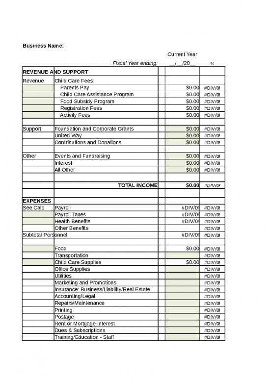 picture Budget Spreadsheet 40942 | Child Care Budget Worksheet