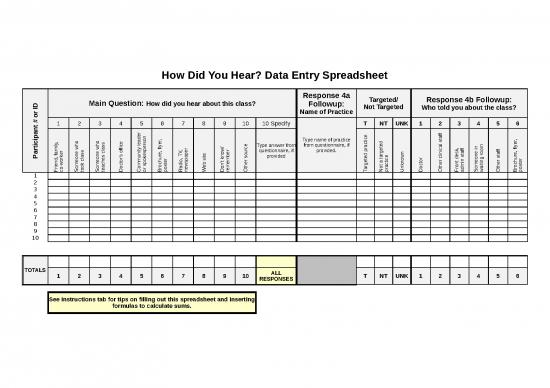 picture Excel Sample Sheet 41695 | Chronic Toolkit Hdyh Data Entry Sheet