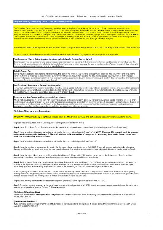 picture Excel Sample Sheet 41755 | Copy Of Simplified Monthly Forecasting Model   60 Input Rows   Anytown Usa Example   2021 End Date