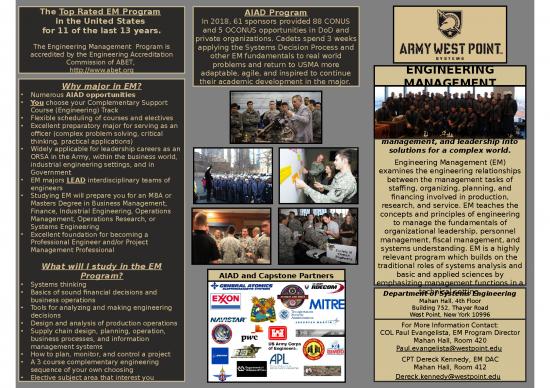 picture Project Management Spread Sheet 42307 | Department Of Systems Engineering Class Of 2022 Engineering Management Trifold V2
