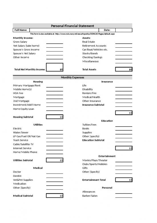 picture Spreadsheet For Expenses 41042 | Doncaf Personal Financial Statement