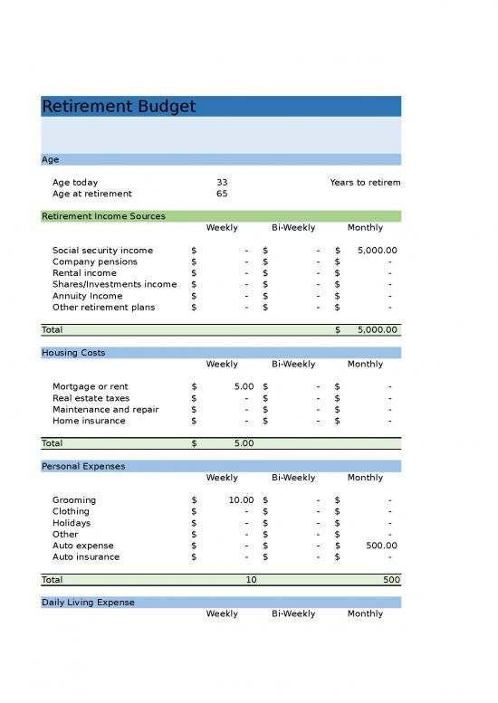 picture Spreadsheet For Expenses 41048 | Early Retirement Budget Template0