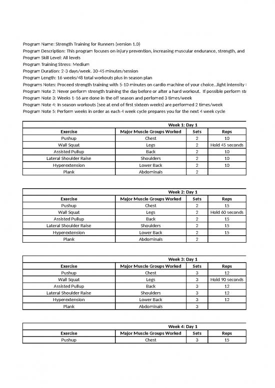 picture_Workout Program Excel Template 41173 | Endurelite Strength Training Programs For Runners