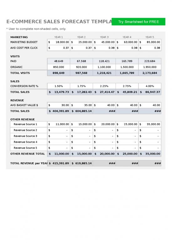 picture_Budget Spreadsheet 41533 | Ic E Commerce Sales Forecast Template 10708