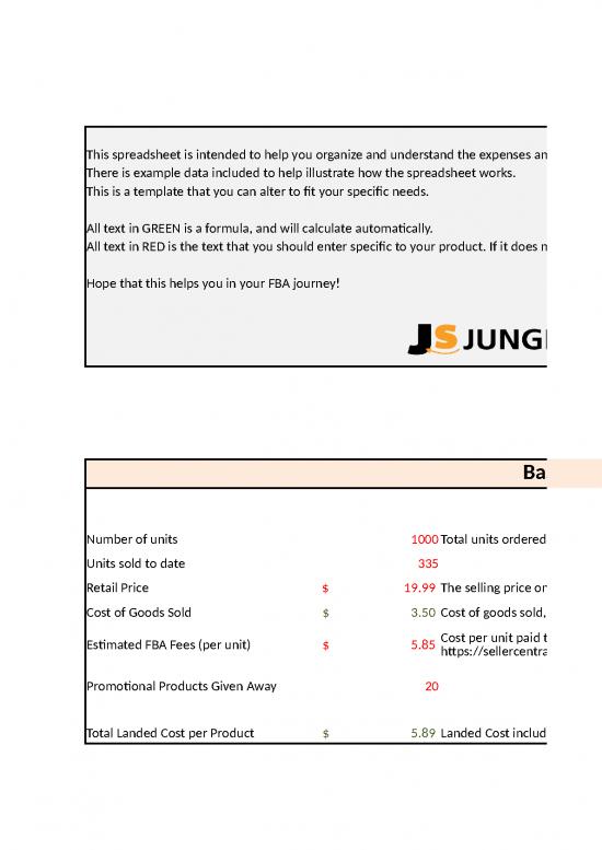 picture1_Spreadsheet For Expenses 42229 | Jungle Scouts Profit Margin Breakdown