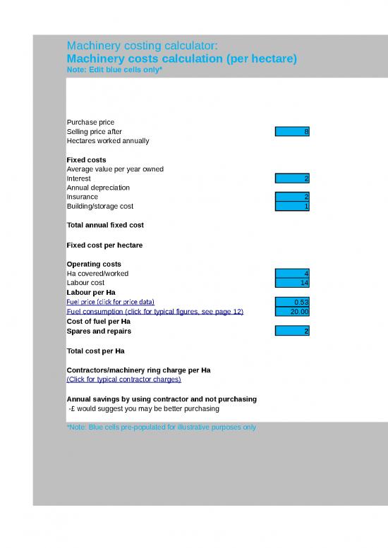 picture Cost Sheet Format In Excel 42179 | Machinery Costing Calculator (ahdb)