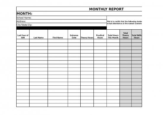 picture Excel Sample Sheet 41774 | Monthly Report Submission Form