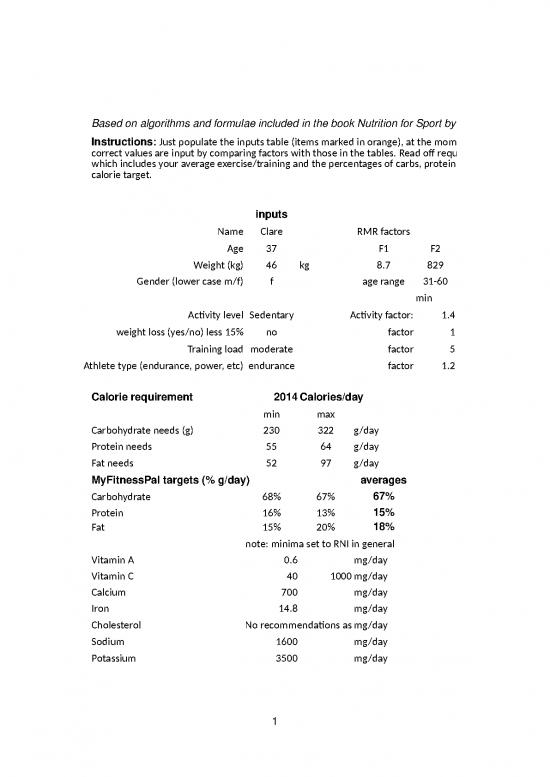 picture Weight Training Excel Template 41214 | Nutrition Needs V1 2
