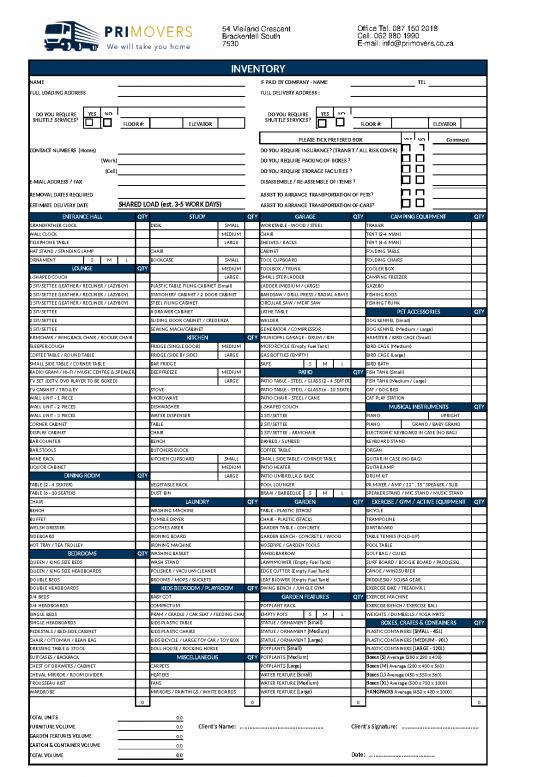 picture Estimate Template Excel 42177 | Primovers Client Inventory