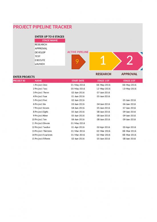 picture Excel Sample Sheet 41130 | Project Pipeline Tracker Excel Template 1
