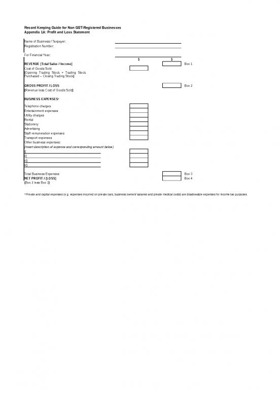 picture Business Expense Spreadsheet 40738 | Record Keeping Guide For Non Gst Registered Businesses Appendices