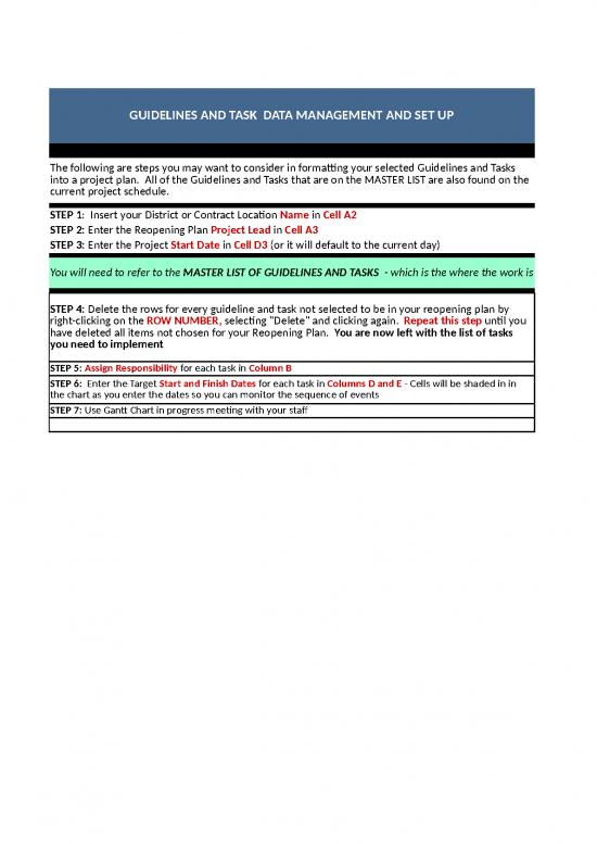 picture Project Management Spread Sheet 42237 | Starts Report Attachement B  Reopening Plan   Gantt Chart(1)