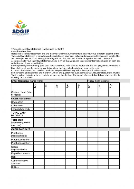 picture_Spreadsheet For Expenses 41397 | Tier 1 Msmes Sdgif Cash Flow Statement Worksheet