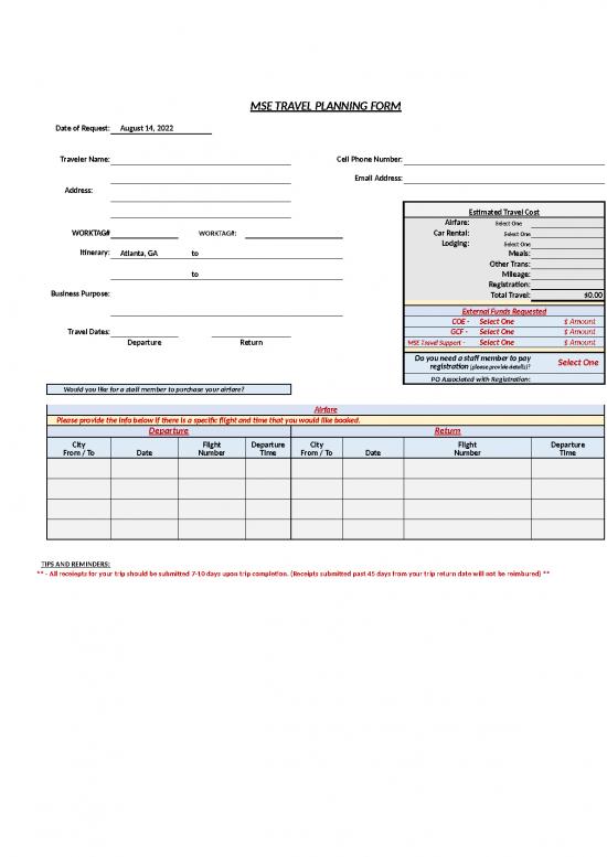 picture Cost Sheet Format In Excel 41465 | Travel Planning Form 0