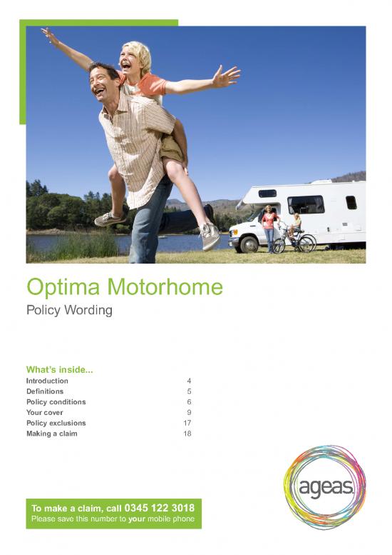 picture_Schedule Pdf 44276 | Ageas Optima Motorhome Policy Booklet December 2016