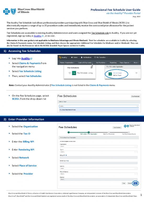 picture Medicaid Fee Schedule 2021 Pdf 44267 | Availity Prof Fee Schedule User Guide