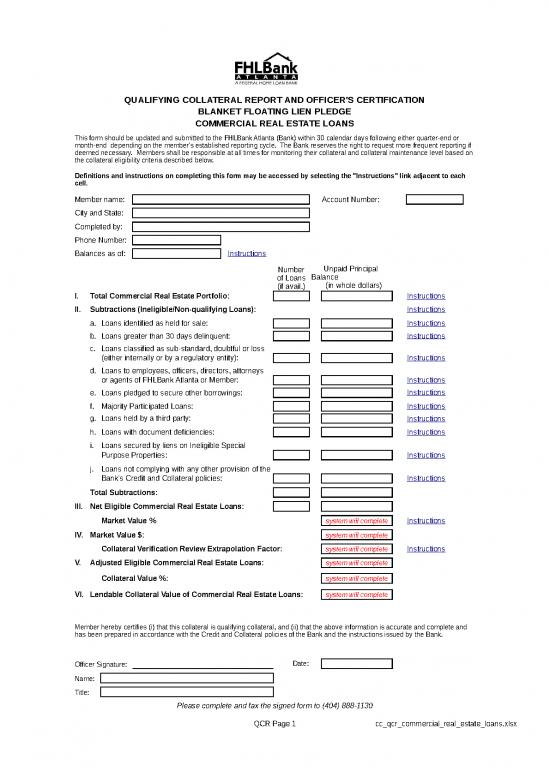 picture Real Estate Excel Template 43074 | Cc Qcr Commercial Real Estate Loans
