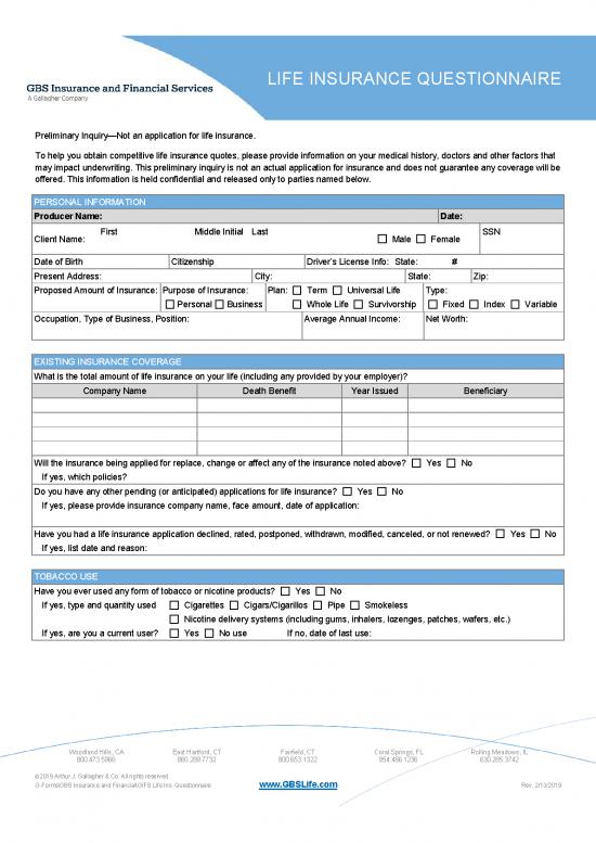 picture1_Questionnaire On Life Insurance 44374 | Confidential Life Insurance Questionnaire With Hipaa