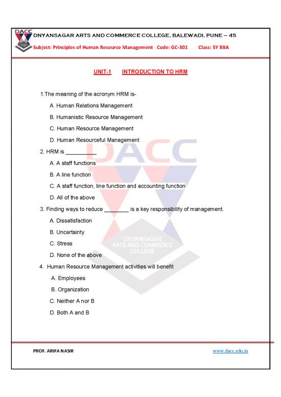 picture Human Resource Management Pdf 43859 | Mcq Gc 301 Sy Bba