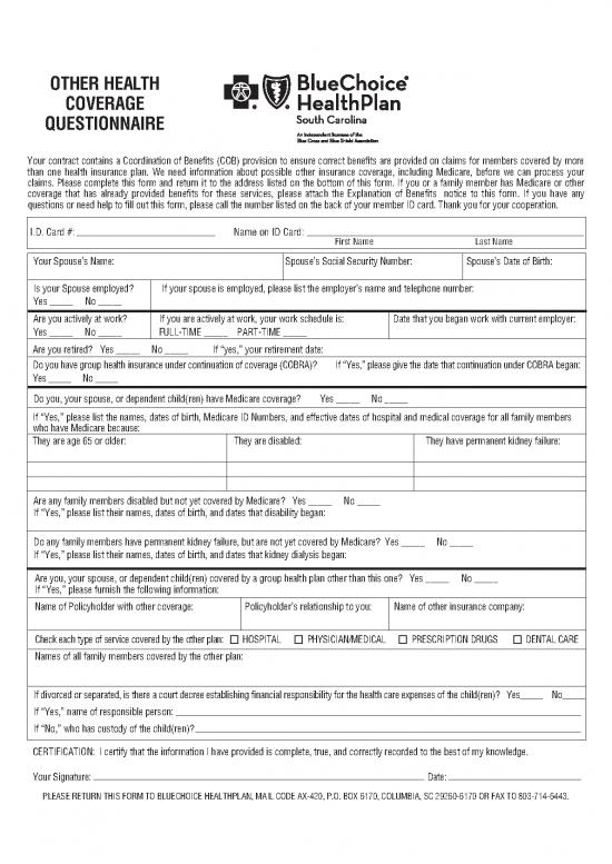 picture Insurance Pdf 44281 | Other Health Questionnaire 1