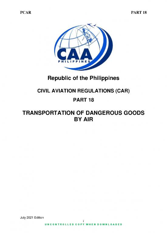 picture1_Dangerous Goods In Aviation Pdf 43398 | Part 18 Transportation Of Dangerous Goods By Air