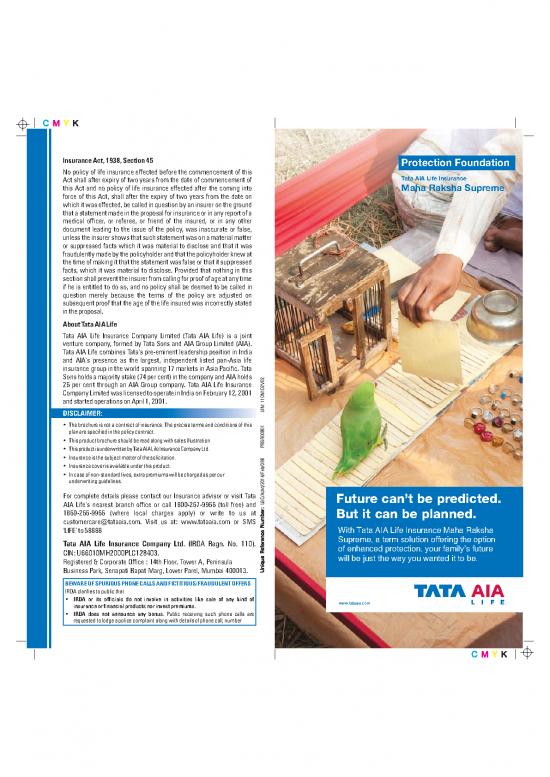 picture Insurance Pdf 43992 | Tata Aia Maha Raksha Supreme Plan Brochure