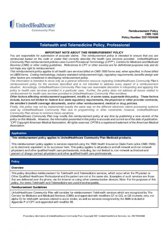 picture_Cms 1500 44046 | Uhc Community Plan Telehealth And Telemedicine Policy R0046