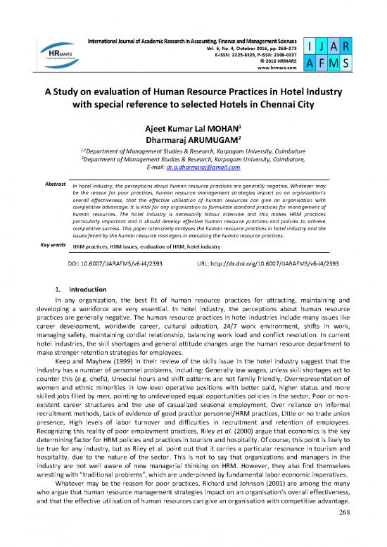 picture1_Human Resource Management In Hotel Industry Pdf 44870 | Article 26 A Study On Evaluation Of Human Resource Practices