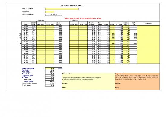 picture_Attendance Record Template