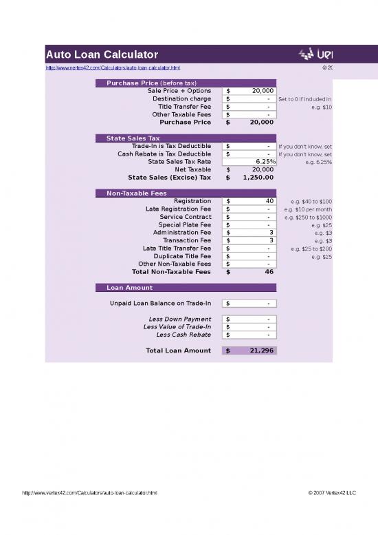 picture Spreadsheet Calculator 46218 | Auto Loan Calculator