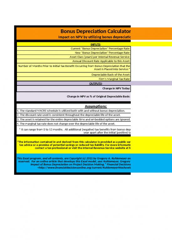 picture_Spreadsheet Calculator 46326 | Bonus Depreciation Kuhlemeyer Wachowicz Article