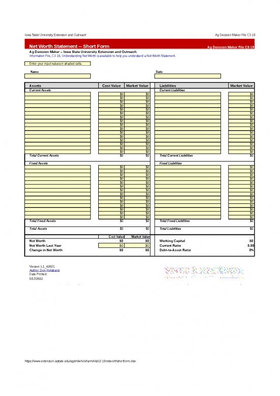 picture Net Worth Excel Template 46473 | C3 19networthshortform