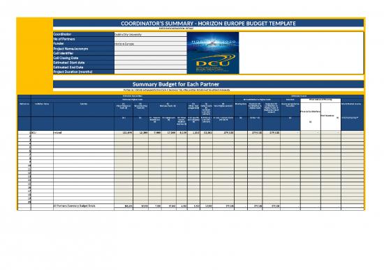 picture1_Dcu Horizon Europe Budget Template Coordinators Example With Sample Figures