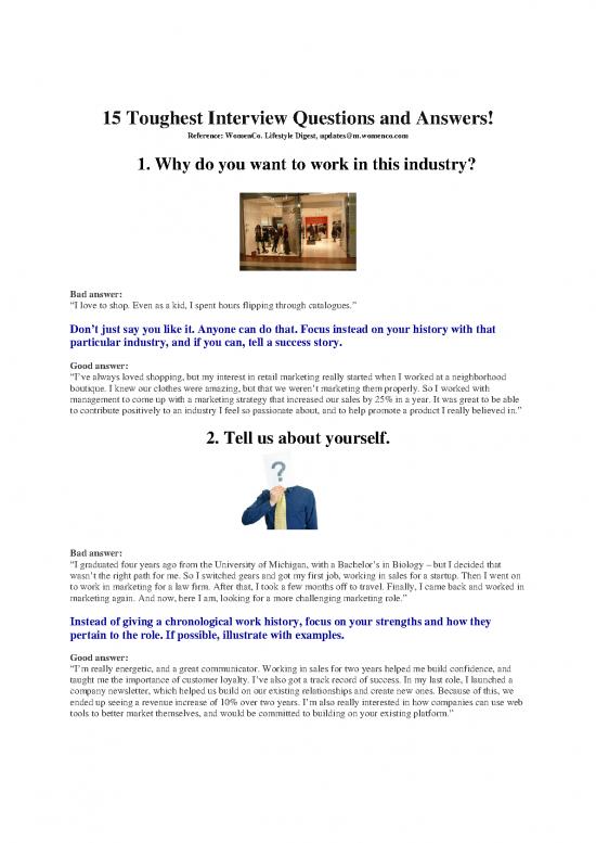 picture1_Employment Volunteer Resources 15 Toughest Interview Questions And Answers Cc San Diego Ca