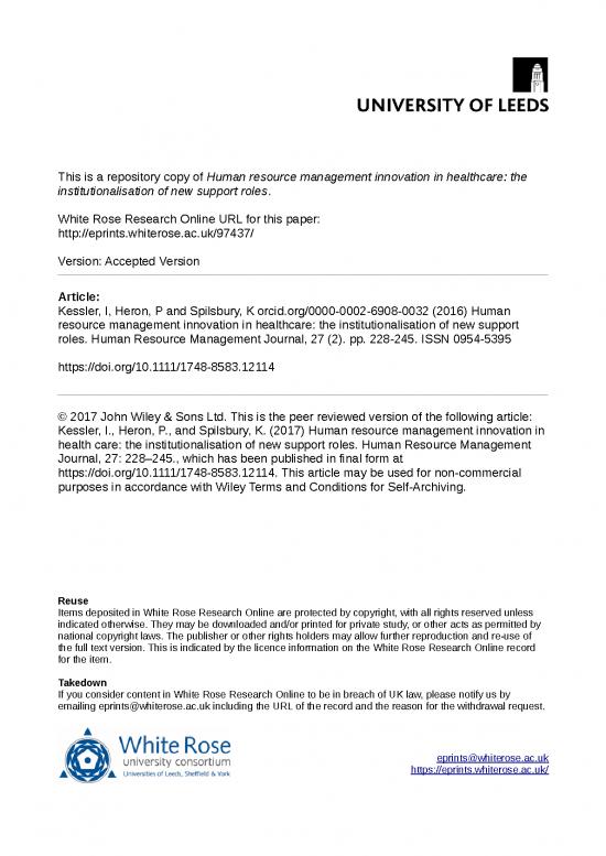 picture Human Resource Management In Healthcare Pdf 44806 | Hrm Innovation In Healthcare  The Institutionalization Of New Support Roles Accepted