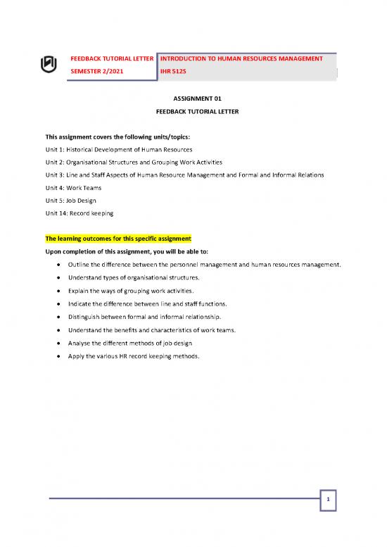 picture_Human Resource Management Assignment Pdf 45489 | Ihr512s Feedback Tutorial Letter For Assignment 1   S2 Of 2021