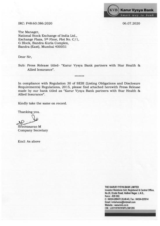 picture_Karur Vysya Bank Partners With Star Health And Allied Insurance 06072020