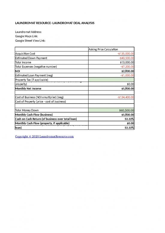 picture1_Lease Template 46223 | Laundromat Deal Analysis Template 1