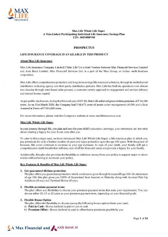 picture_Group Therapy Pdf 44585 | Max Life Whole Life Super Prospectus