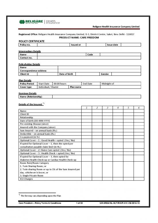 picture1_Pdf Certificate Online 44517 | Religare Care Freedom