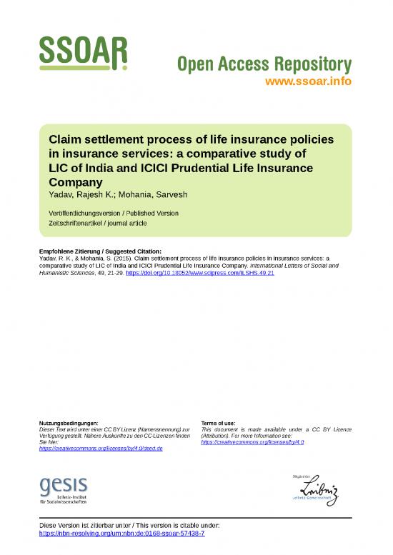 picture1_Journal Article Example Pdf 44695 | Ssoar Ilshs 2015 49 Yadav Et Al Claim Settlement Process Of Life