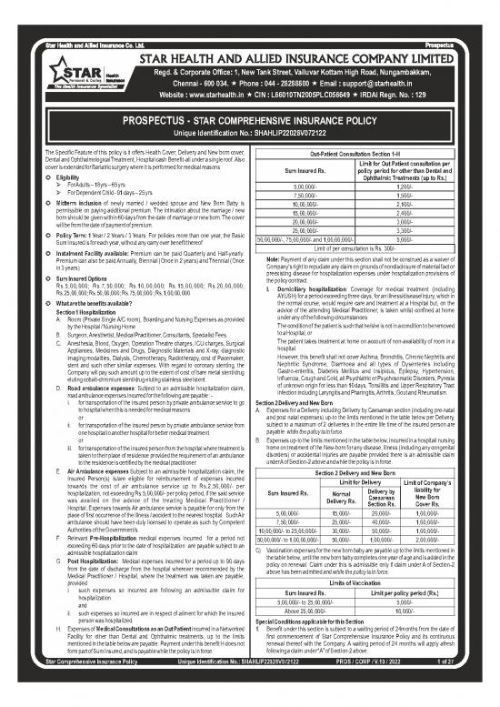 picture Star Comprehensive Insurance Policy Pdf 44709 | Star Comprehensive Prospectus New 1