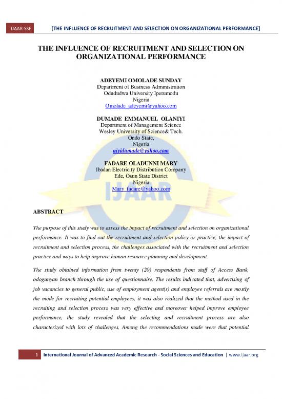 picture1_Study Pdf 44883 | The Influence Of Recruitment And Selection On Organizational Performance