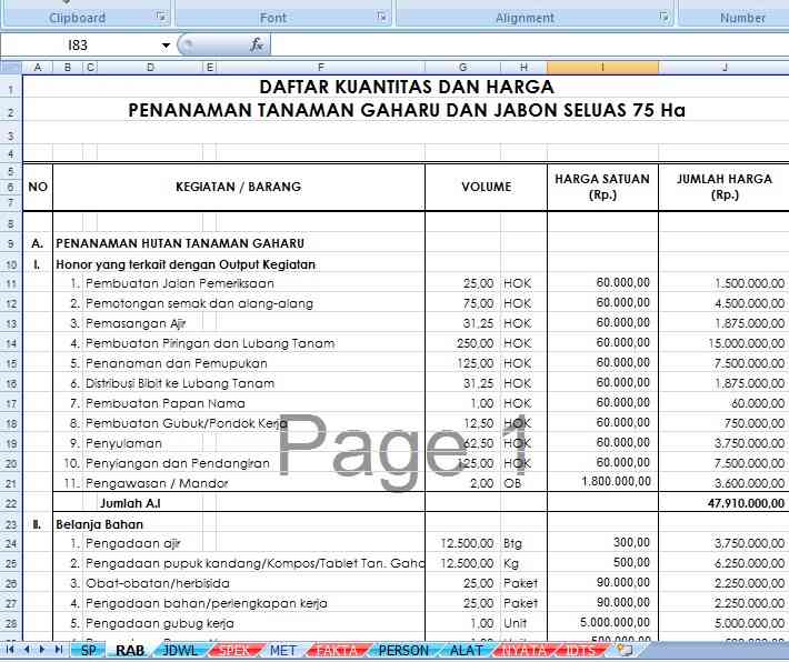 picture Penawaran Proyek dan rab -  Rencana Anggaran Biaya Proyek Penanaman Tanaman Gaharu dan Jabon 75Ha