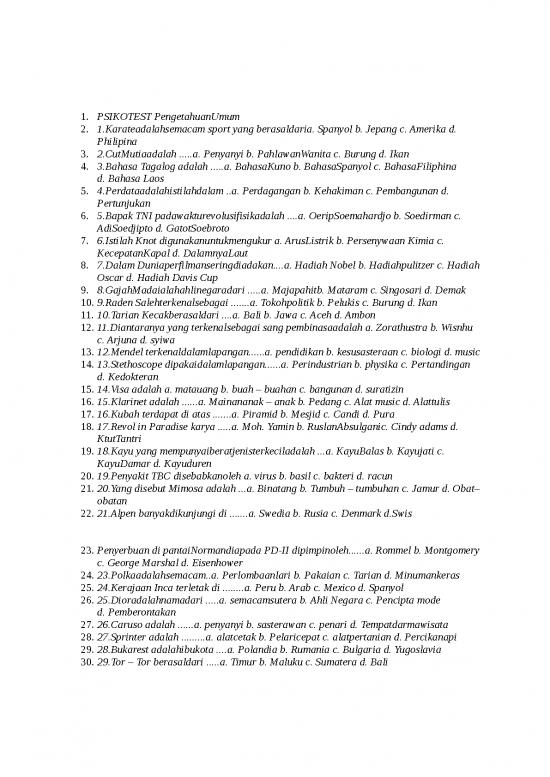 picture Contoh Soal Cpns - Psikotest Pengetahuan Umum