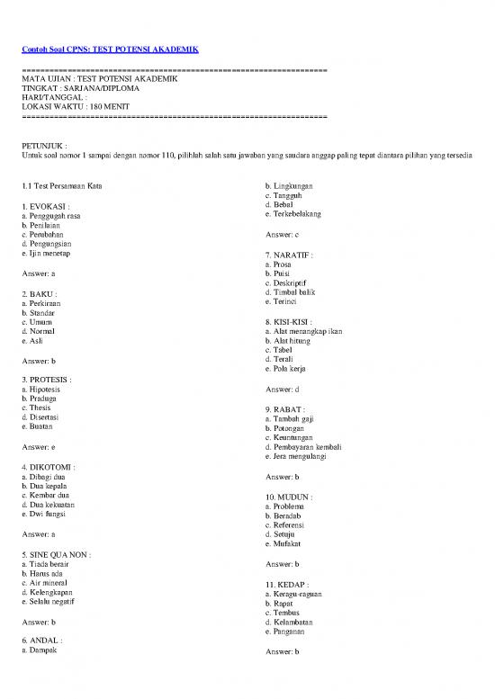 picture Kumpulan Soal Cpns Dan Jawabannya Pdf 5008 | Contoh Soal Cpns Test Potensi Akademik Dan Jawaban