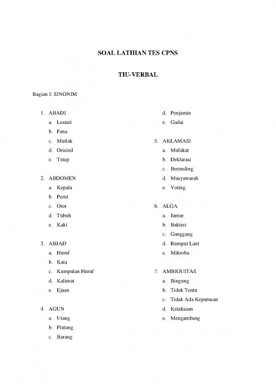 picture Kumpulan Soal Cpns Pdf 5046 | Soal Latihan Cpns - Tiu Verbal Sinonim